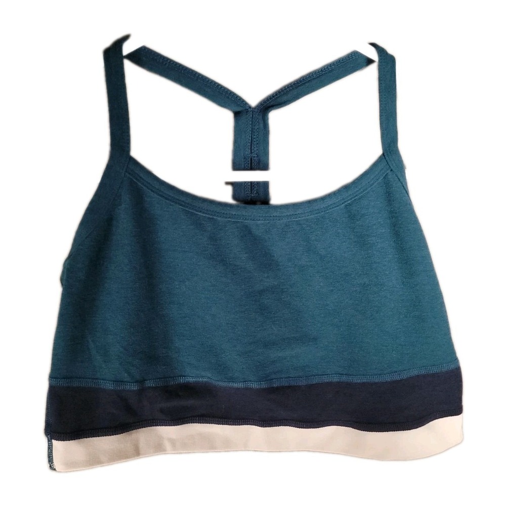 Beyond Yoga Sports Bra Womens M Teal Spacedye Shelf Crop Top Athleisure Yoga